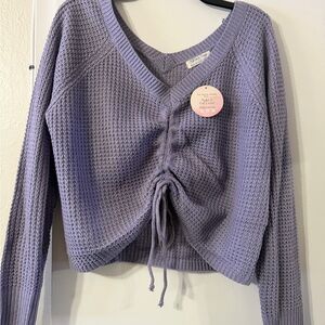 Purple Knit Cropped Sweater